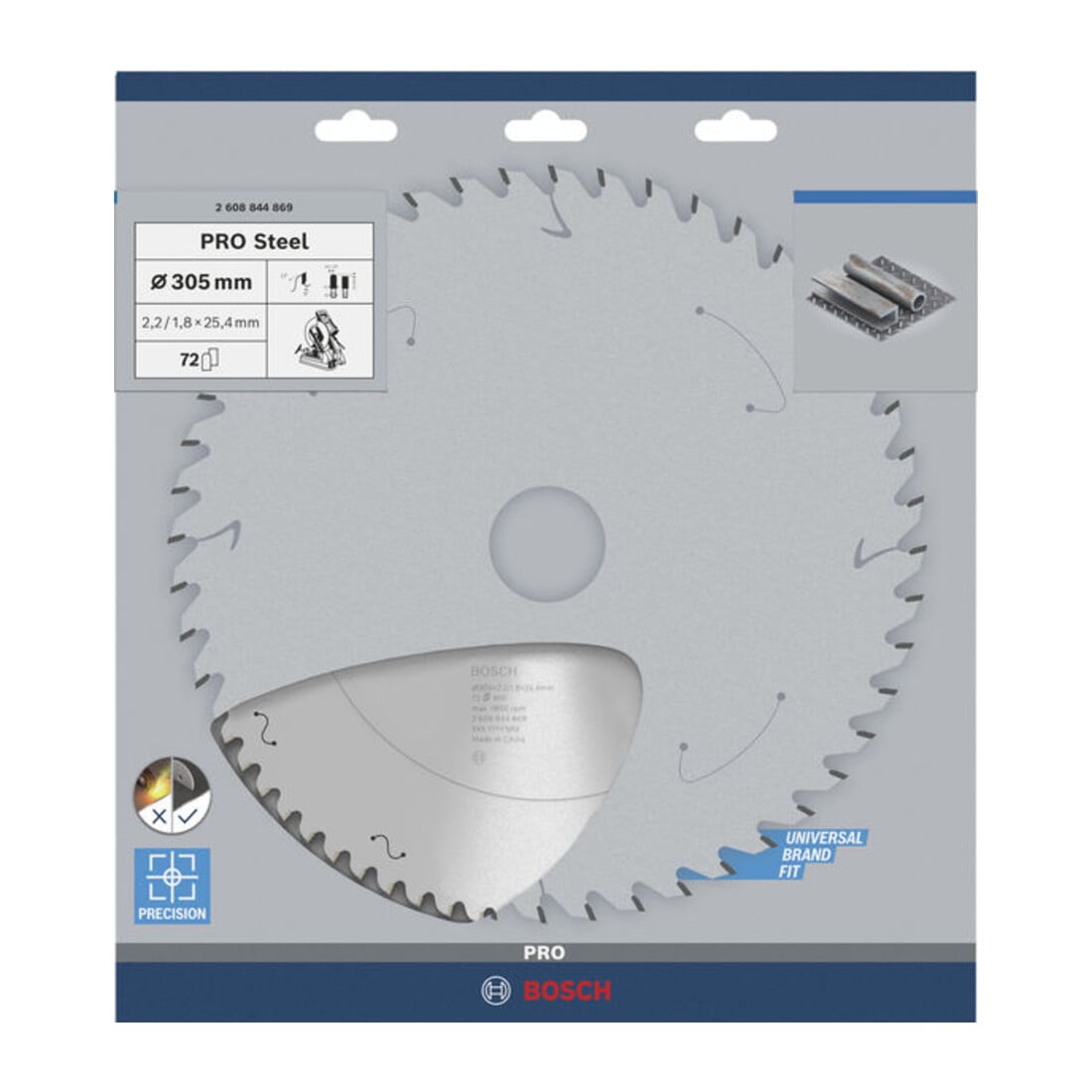 Bosch PRO Steel Sägeblatt Kreissägeblatt für Kreissägen, 305 x 2,2 x 25,4 mm, T72