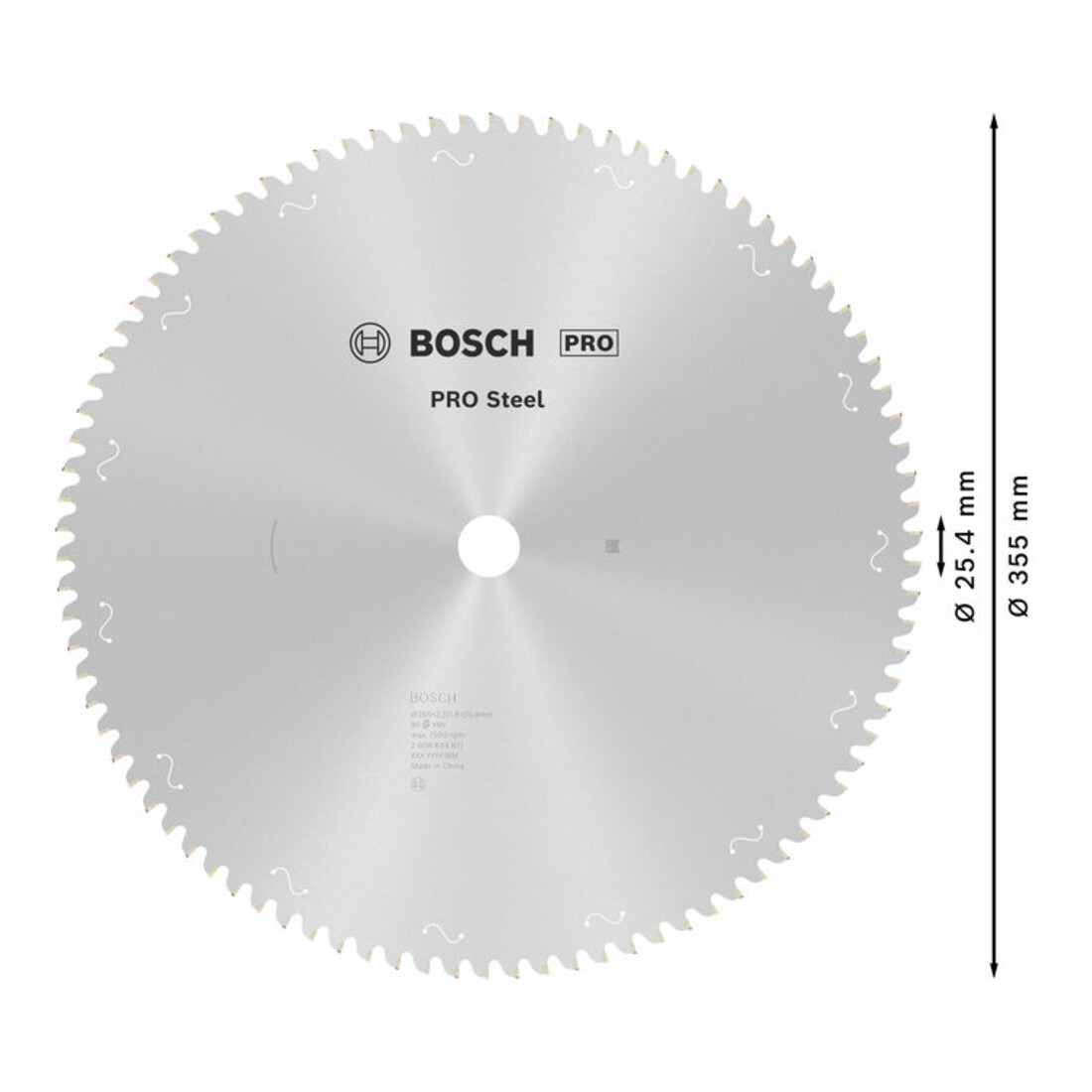 Bosch PRO Steel Sägeblatt Kreissägeblatt für Kreissägen, 355 x 2,2 x 25,4 mm, T90