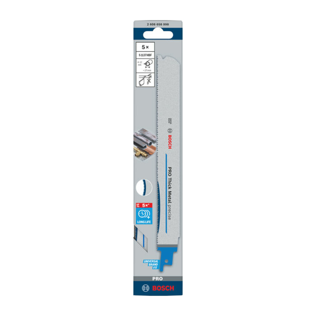 Bosch PRO Thick Metal precise S1137HBF Säbelsägeblatt, 1,1 x 25 x 225 mm, 5-tlg.