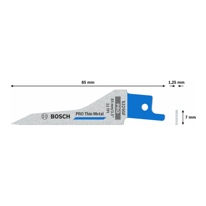 Bosch PRO Thin Metal S325GF Säbelsägeblatt, 1,25 x 7 x 85 mm, 5-tlg.