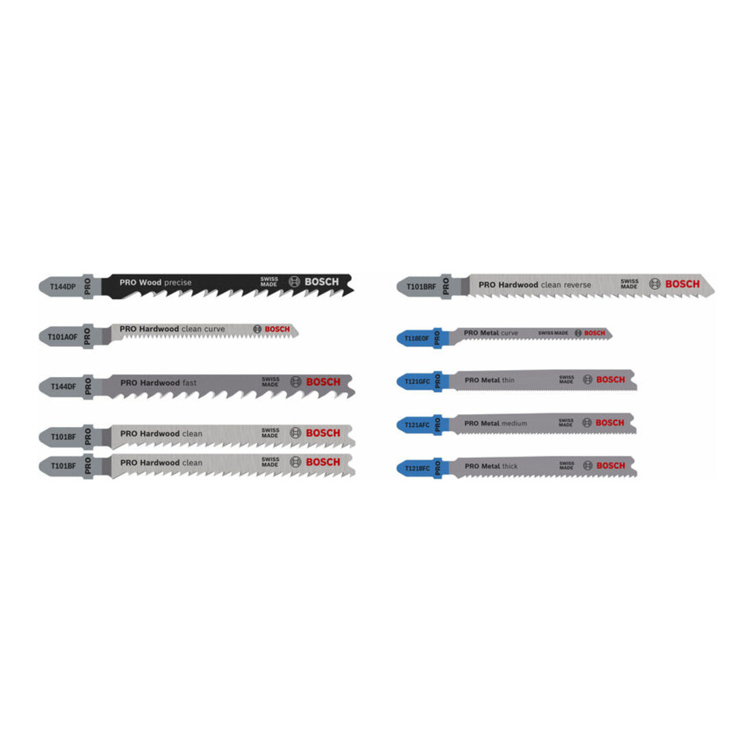 Bosch PRO Wood and Metal Stichsägeblatt Set, T 144 DP, T 121 BFC, 100 mm, 10-tlg.