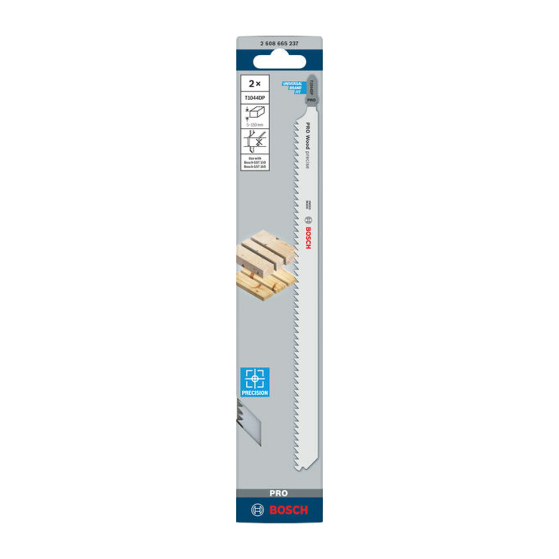 Bosch PRO Wood precise Lame de scie sauteuse T1044DP, 250 mm, 2 pcs