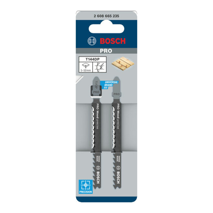 Bosch PRO Wood precise Lame de scie sauteuse T144DP, 100 mm, 2 pcs