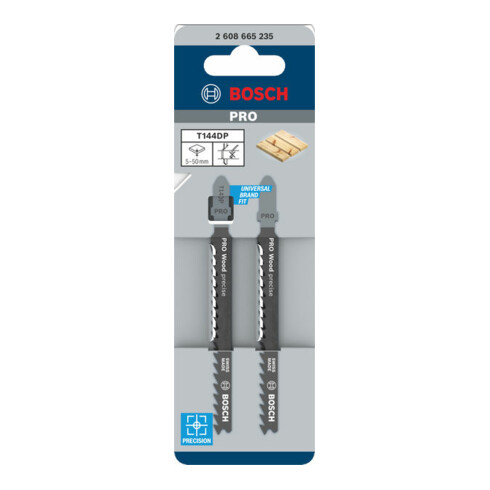 Bosch PRO Wood precise Lame de scie sauteuse T144DP, 100 mm, 2 pcs