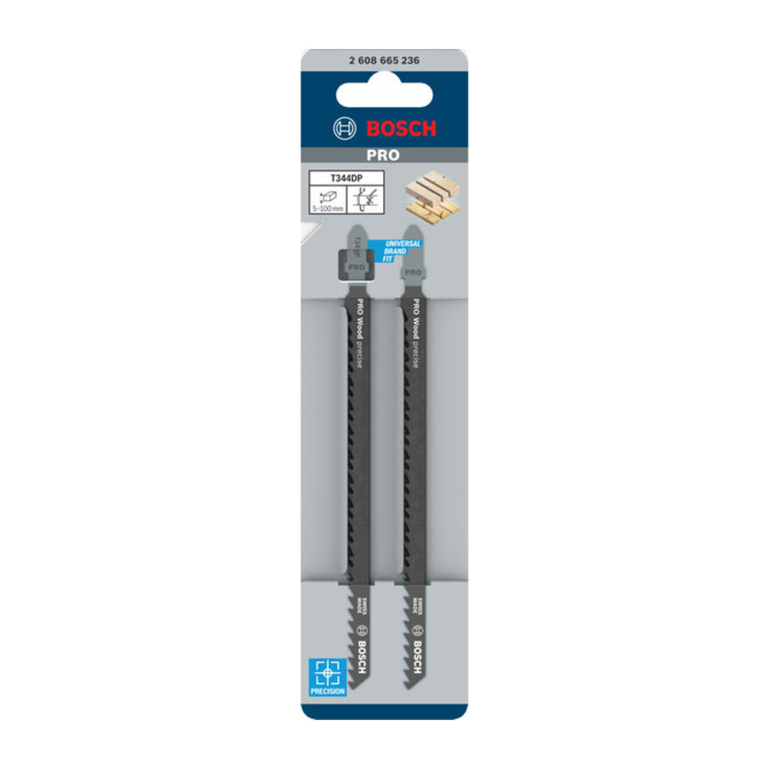 Bosch PRO Wood precise Lame de scie sauteuse T344DP, 152 mm, 2 pcs