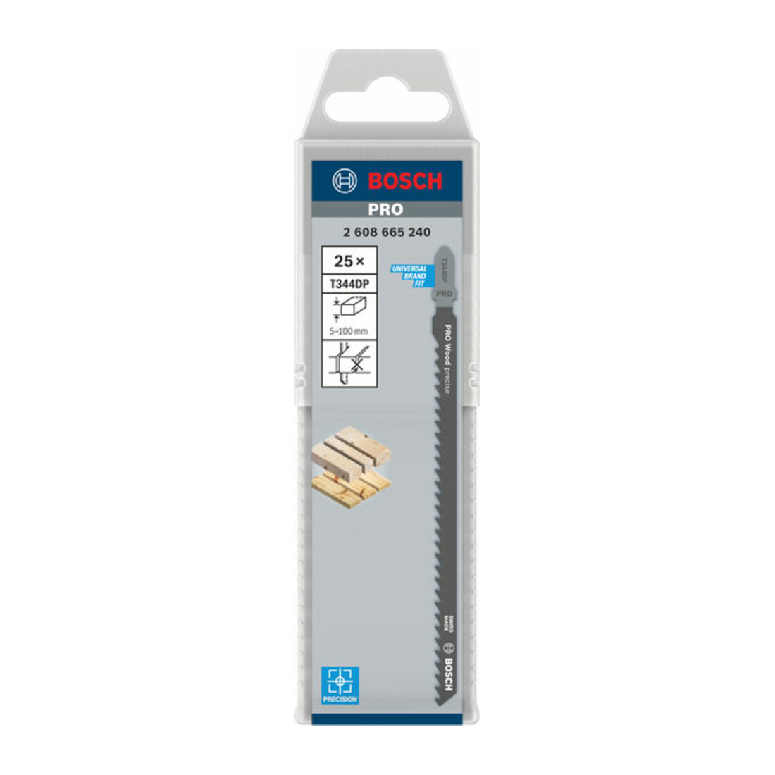 Bosch PRO Wood precise Lames de scie sauteuse T344DP, 152 mm, 25 pcs
