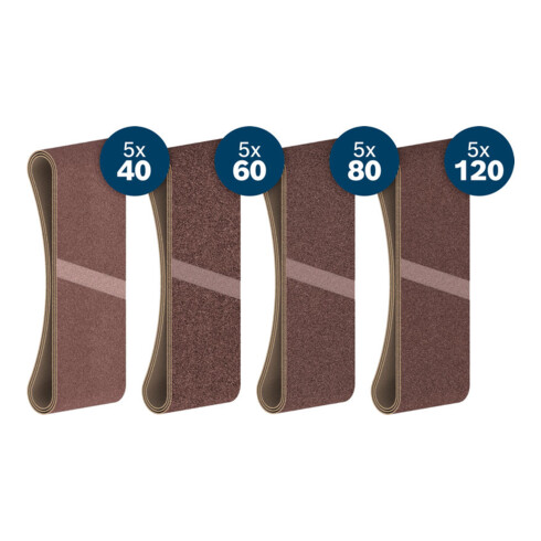 Bosch PRO X440 Schuurband Set, 75x457mm, K40/60/80/120, 20-dlg., Starter Pack