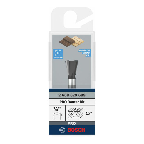 Bosch PRO Zinkenfräser, 15°, Schaft 1/4"