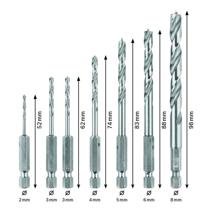 Bosch Professional 1/4 inch zeskant houtdraaiboor set voor hout 7 st.