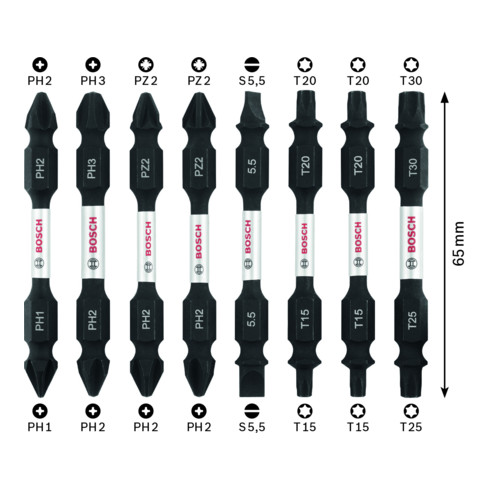 Bosch Professional Impact Control Doppelklingen Schrauberbit set Pick and Click 8 tlg.