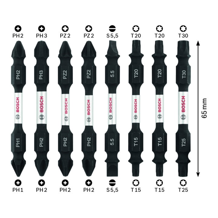 Bosch Professional Impact Control Doppelklingen Schrauberbit set Pick and Click 8 tlg.
