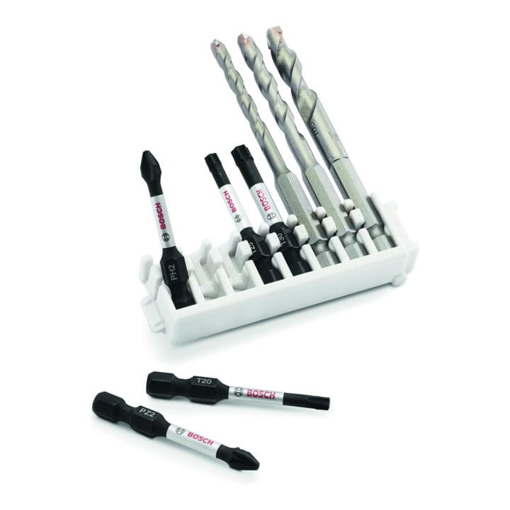 Bosch Professional Impact Control Schrauberbit und Fliesenbohrer set Pick and Click 8 tlg.