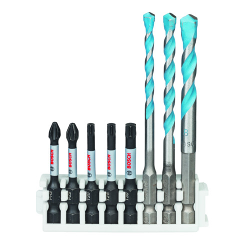 Bosch Professional Impact Control schroevendraaier bit en multi-purpose boorbit set Pick and Click 8 stuks.