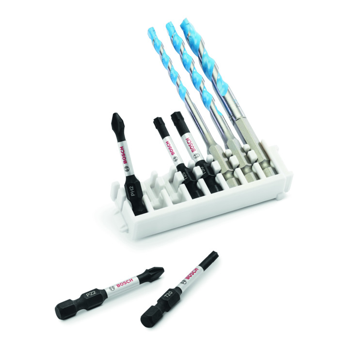 Bosch Professional Impact Control schroevendraaier bit en multi-purpose boorbit set Pick and Click 8 stuks.