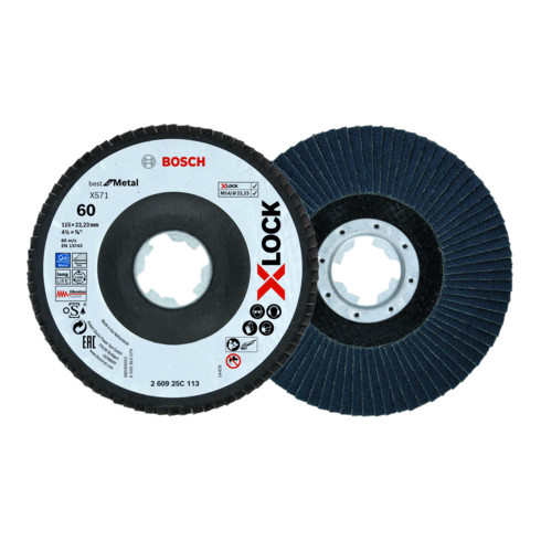 Bosch Professional lamellenschijf X-LOCK, diameter 115 mm, korrel K60, boring, schuin