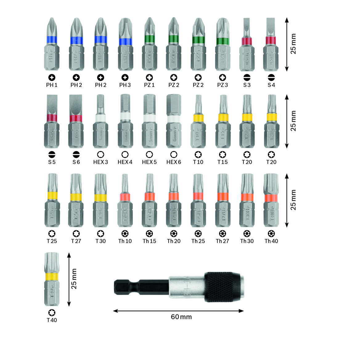 Bosch Professional Schrauberbit set Zubehör Bohrschrauber Schraubendreher Bitset 32 tlg
