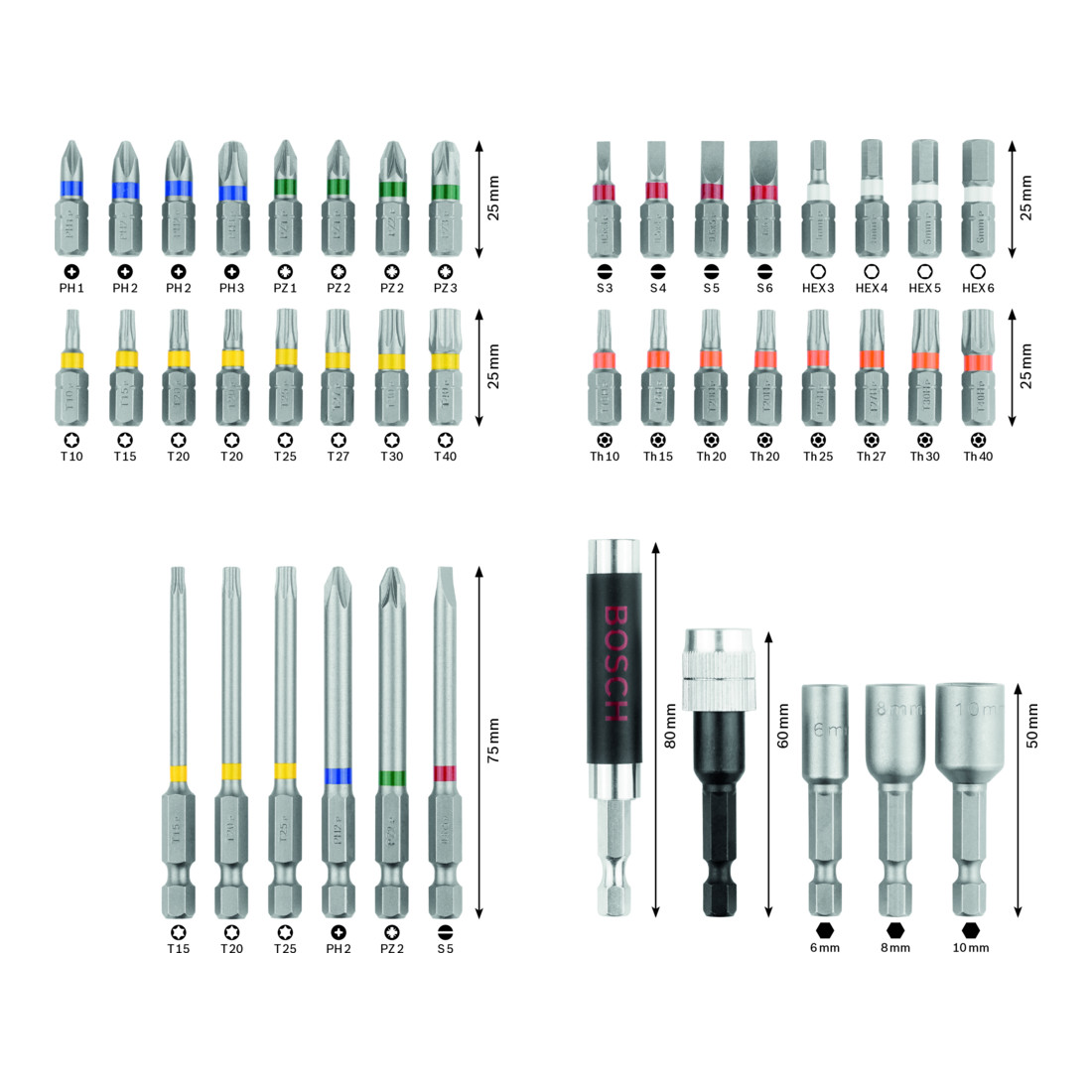 Bosch Professional schroevendraaier bits en doppen set 43 st.