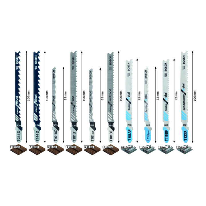 Bosch Professionele decoupeerzaagbladen Hout en Metaal Geavanceerde set voor hout en metaal 10 st.