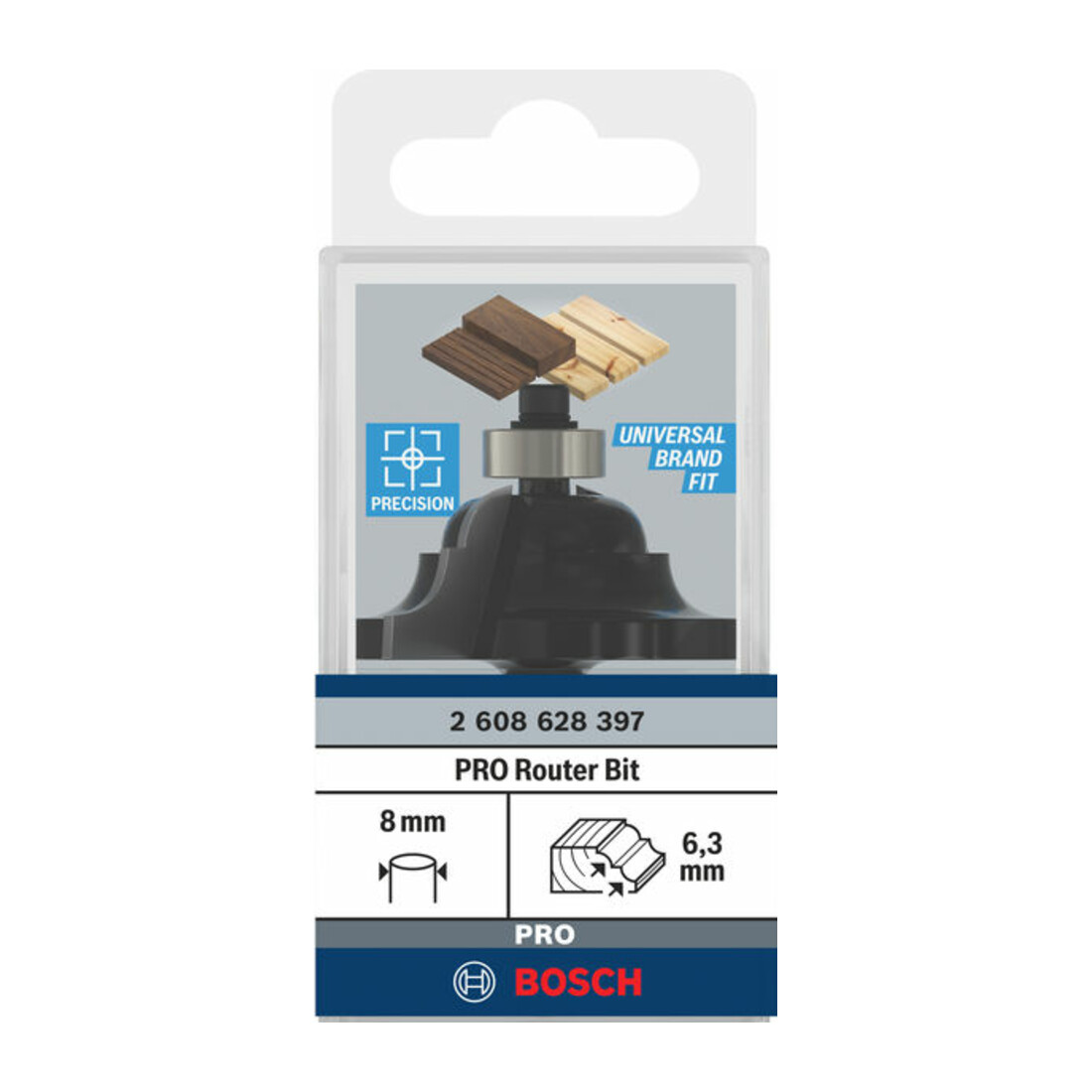 Bosch profielfrees D 8 mm R1 6,3 mm B 15 mm L 18 mm G 60 mm