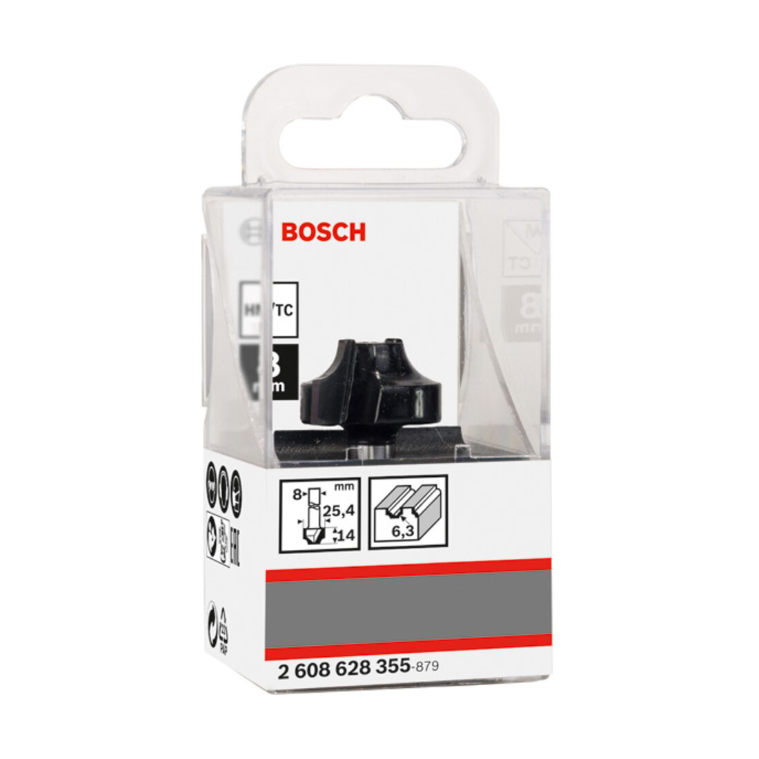 Bosch profielfrees E 8 mm R1 6,3 mm D 25,4 mm L 14 mm G 46 mm