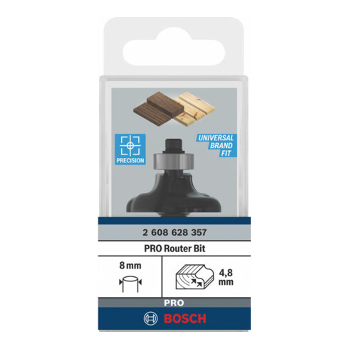 Bosch profielfrees G 8 mm R1 4,8 mm D 31,8 mm L 12,4 mm G 54 mm