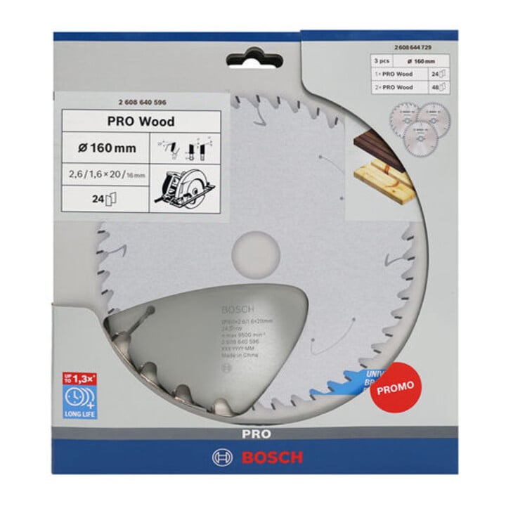 Bosch Promo 3er Pack, 160 mm Pro Wood