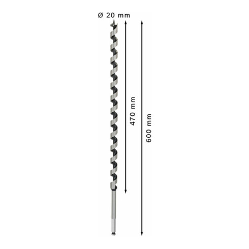Bosch Punta a elica per legno esagono 20 x 470 x 600 mm d 11,1 mm