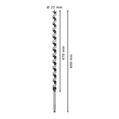 Bosch Punta a elica per legno esagono 22 x 470 x 600 mm d 11,1 mm