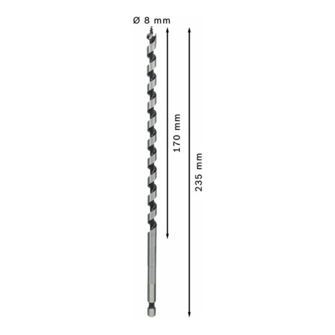 Bosch Punta a elica per legno esagono 8 x 170 x 235 mm d 6,35 mm