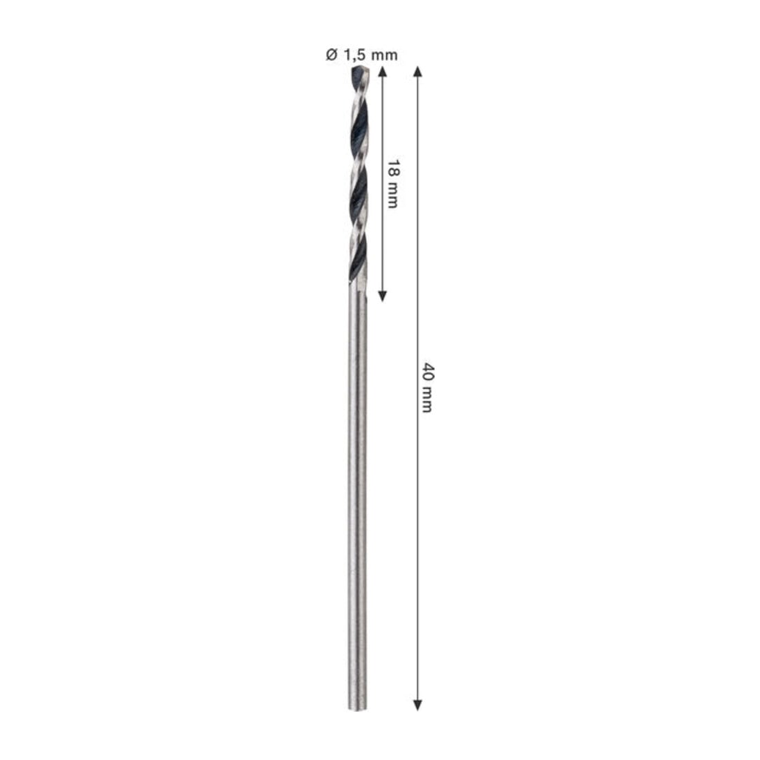 Bosch Punta a spirale in metallo HSS, 1,5 x 18 x 40 mm, gambo cilindrico, 2 pezzi