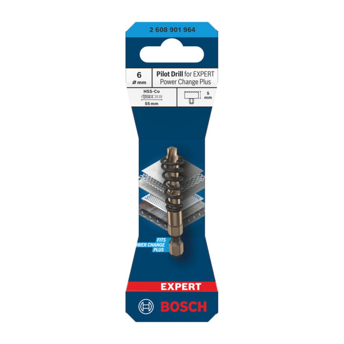Bosch Punta centrante per EXPERT Power Change Plus, HSS-Co, Ø6 x 5 x 55 mm