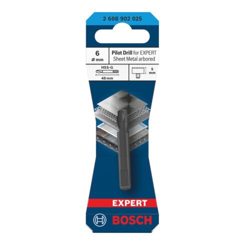 Bosch Punta centrante per sega a tazza EXPERT per lamiera con supporto, Ø 6x5x48 mm