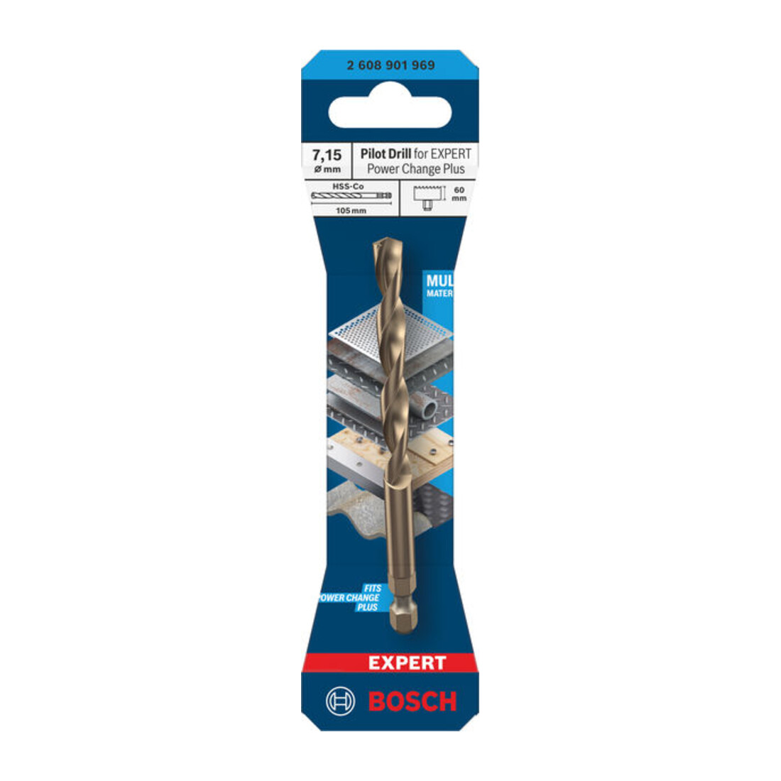 Bosch Punta centratrice per EXPERT Power Change Plus, HSS-Co, Ø7,15 x 60 x 105 mm
