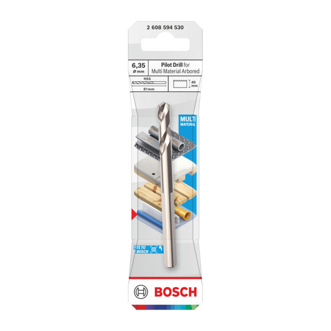 Bosch Punta centratrice per porta punte standard, HSS-G, 6,35 x 40 mm