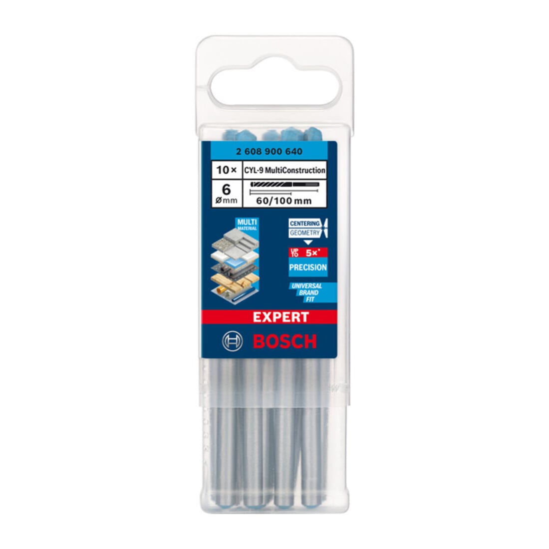Bosch Punta EXPERT CYL-9 MultiConstruction, 6x60x100mm d 5,5mm, per avvitatore e trapano a percussione