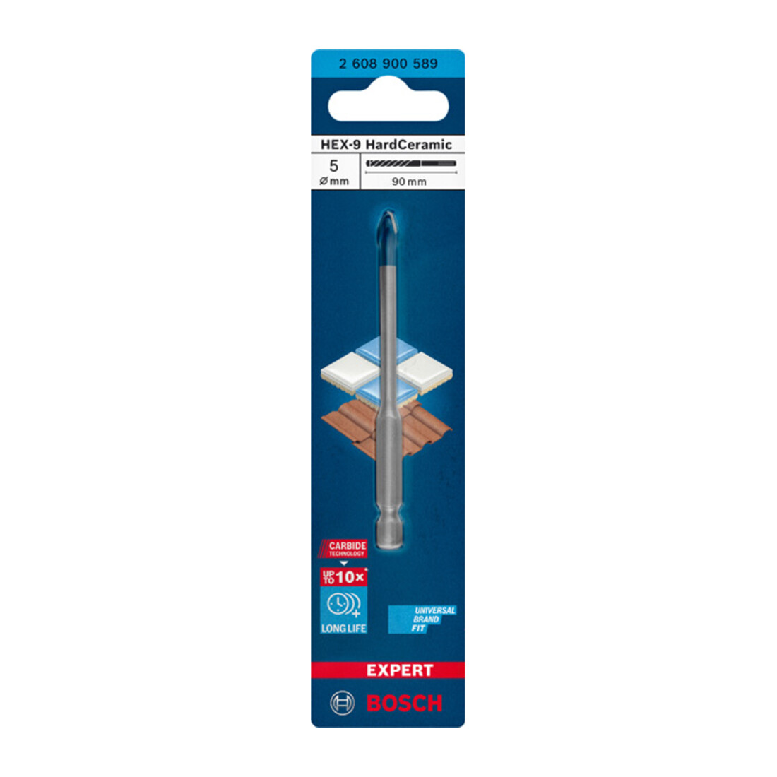 Bosch Punta trapano EXPERT HardCeramic HEX-9