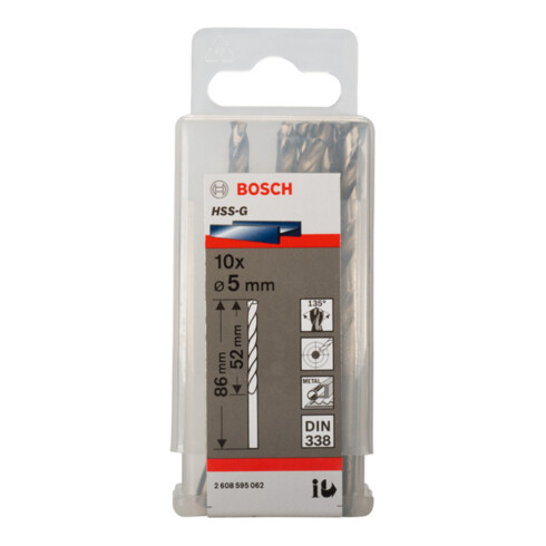 Bosch Punta per metallo HSS-G DIN 338 5 x 52 x 86 mm