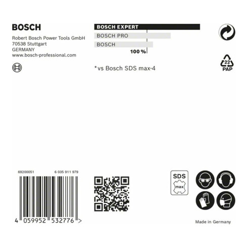 Bosch Punta per trapano a percussione EXPERT SDS max-8X, 12x600x740mm, per martello perforatore