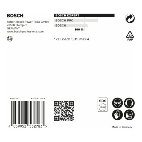 Bosch Punta per trapano a percussione EXPERT SDS max-8X, 12x800x940mm, per martello perforatore
