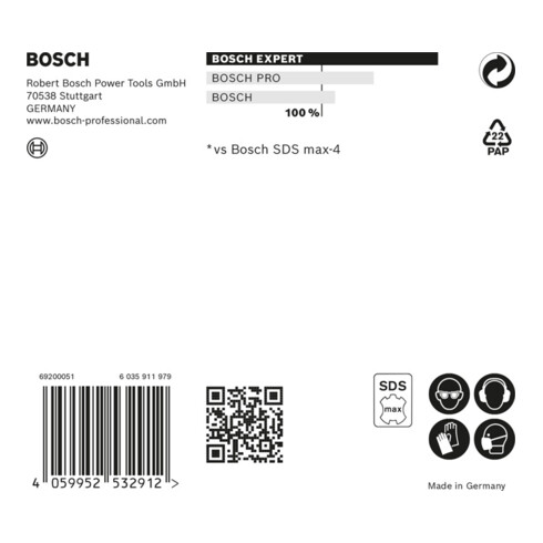 Bosch Punta per trapano a percussione EXPERT SDS max-8X, 16x800x940mm, per martello perforatore