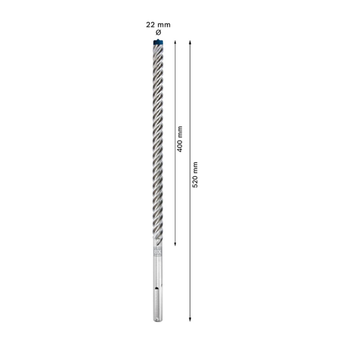 Bosch Punta per trapano a percussione EXPERT SDS max-8X, 22x400x520mm, per martello perforatore