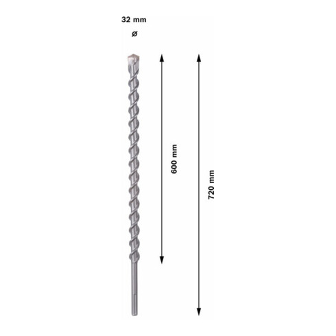 Bosch Punta per trapano a percussione SDS max-9, NaturalStone, 32x600x720mm