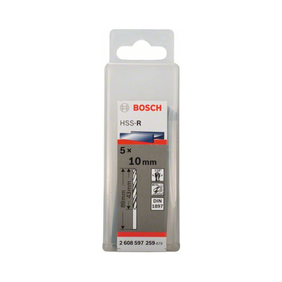 Bosch Punta per trapano HSS-R DIN 1897 10x43x89mm