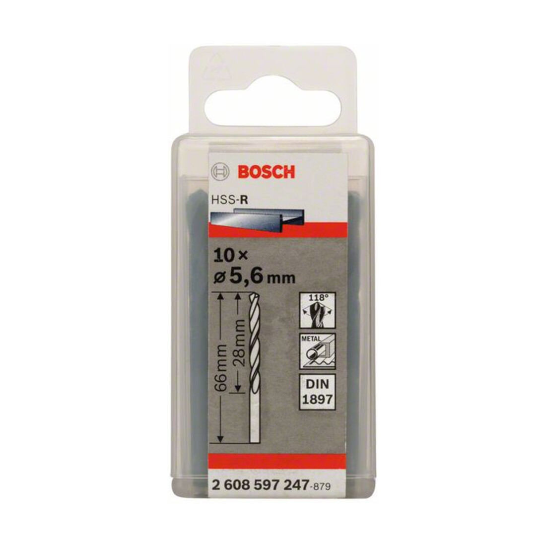 Bosch Punta per trapano HSS-R DIN 1897 5,6x28x66mm
