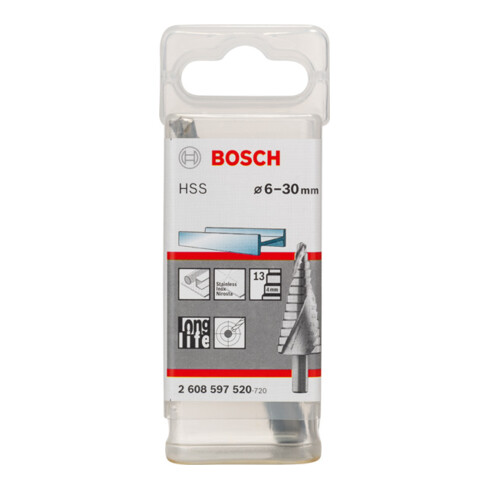Bosch Punta trapano a gradino HSS 6, 30mm 10mm 93,5mm 14 gradini