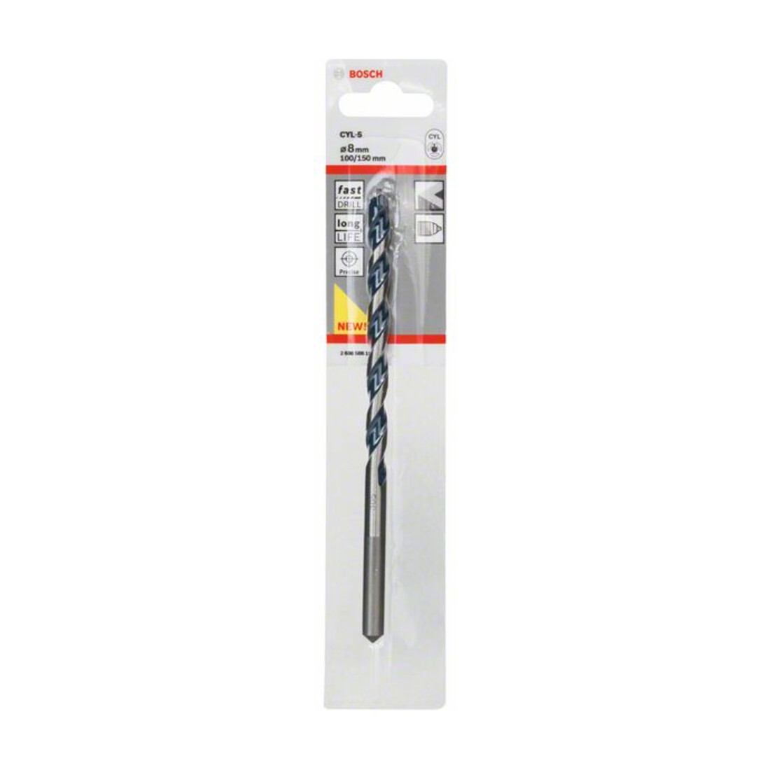 Bosch Punta trapano CYL-5 per calcestruzzo, Granito blu, 8x100x150mm