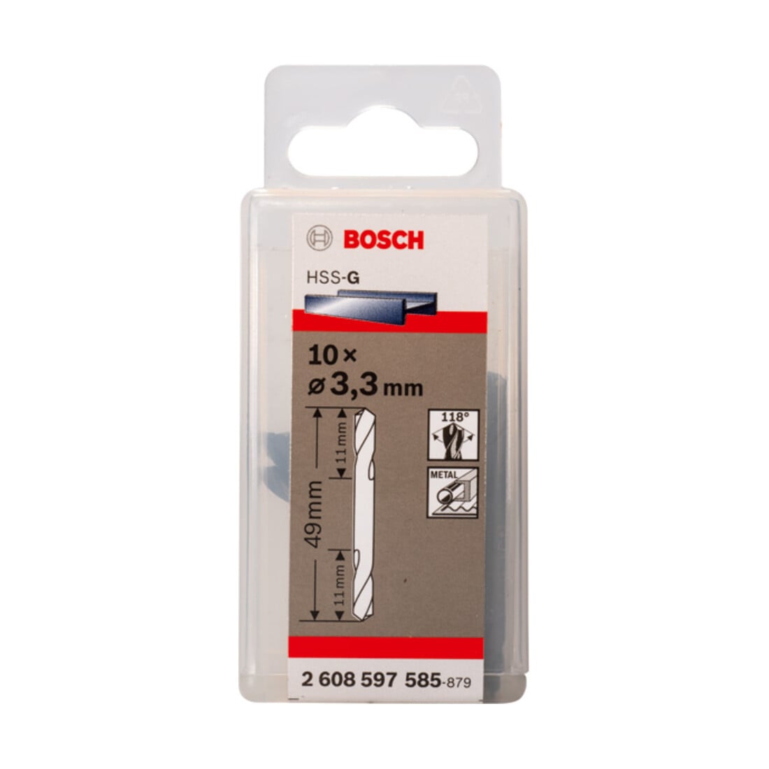 Bosch Punta trapano doppia HSS-G 3,3x11x49mm