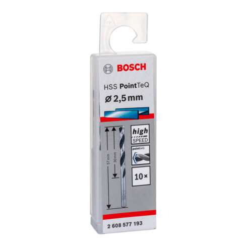 Bosch Punte trapano elicoidali HSS PointTeQ DIN 338 per metallo, 2pz.