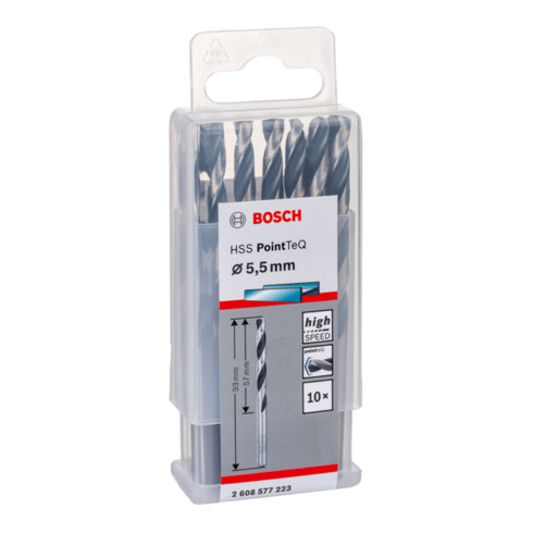 Bosch Punta trapano elicoidale HSS PointTeQ DIN 338 per metallo, 5,5mm, 1pz.