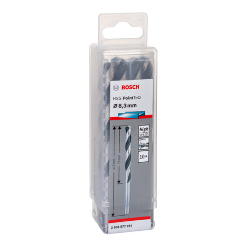 Bosch Punta trapano elicoidale HSS PointTeQ DIN 338 per metallo, 8,3mm